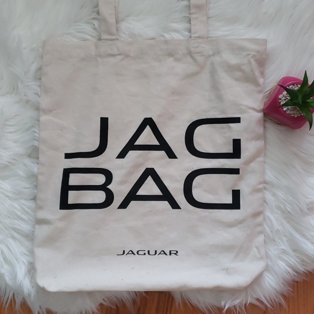 Jaguar Jag Bag Canvas Cream Reusable Tote Bag